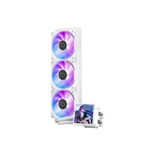 Cooler Master MasterLiquid Core 360mm White ARGB CPU Liquid Cooler with 4-inch LCD Display